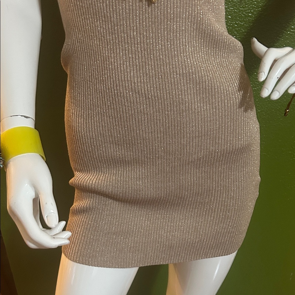 Almost Famous Tan optional Long Sleeve Dress. Winter don’t care!!offer!! - Picture 6 of 8